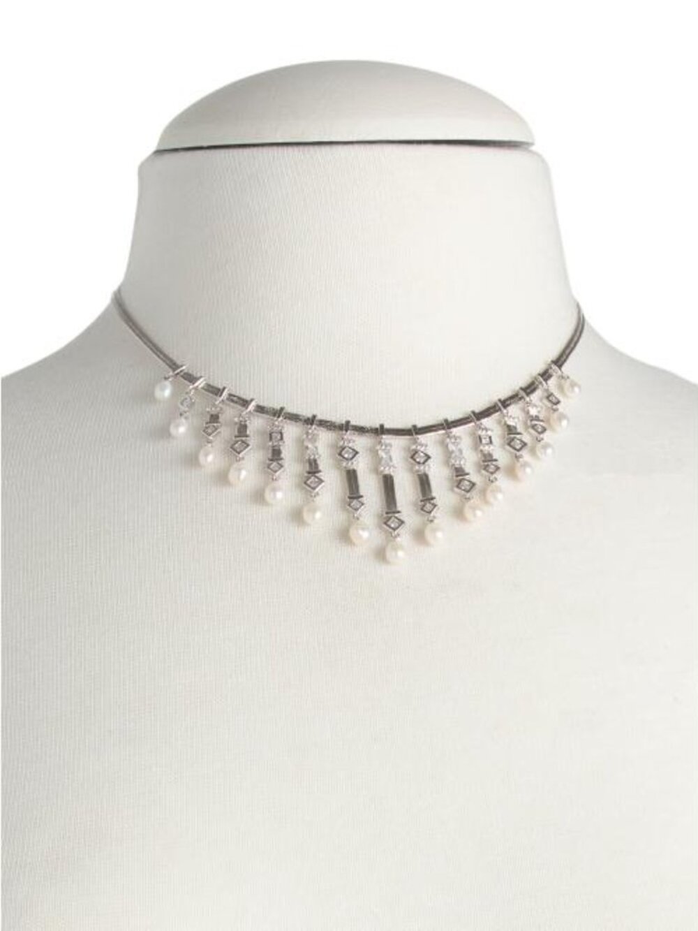 KENDRA SCOTT Silver Gracie White Mix Statement Necklace - Picture 2 of 3